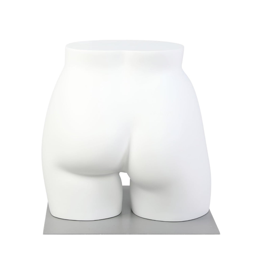 Plus Size Female Full Round Butt Mannequin Display for Countertop, 33" Waist, 44" Hip, Fiberglass, Matte White