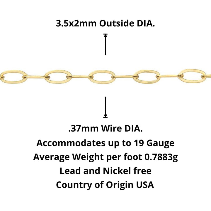 14k Gold Filled 5ft Spool Chain for Jewelry Making - Flat Paperclip, 3.5x2mm ...