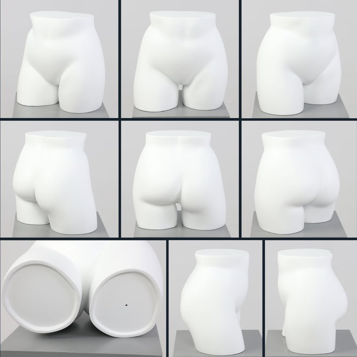 Plus Size Female Full Round Butt Mannequin Display for Countertop, 33" Waist, 44" Hip, Fiberglass, Matte White