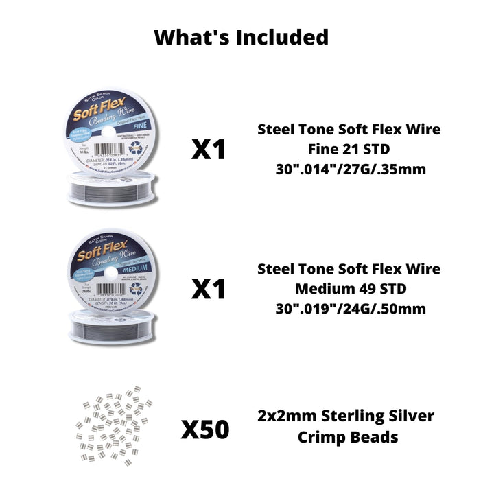 Satin Silver Professional Beading Wire Set (2Count) - 30 ft Each - Fine/Mediu...